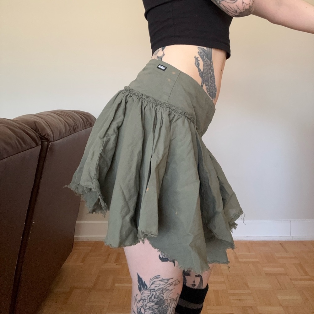 Olive Green Flared fairy core Mini Skirt